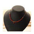 New Fashion 18k Gold Plated Stainless Steel Chain Pendent Necklace Tiger Eye Red Agate Natural Stone Beads Necklace Jewelry