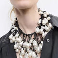 2025 New Arrival Baroque Trendy Hand Woven Rope Knot Necklace Irregular Pearl Pendant Multi Layered Pearl Pendant Necklaces