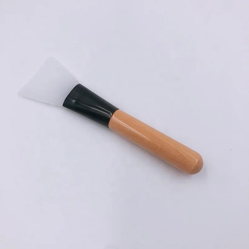 Wholesale Professional Cosmetic Brush Wooden Handle + Silicone Flat Facemask Applicator Facial Mud Mask Mixing Makeup Tools