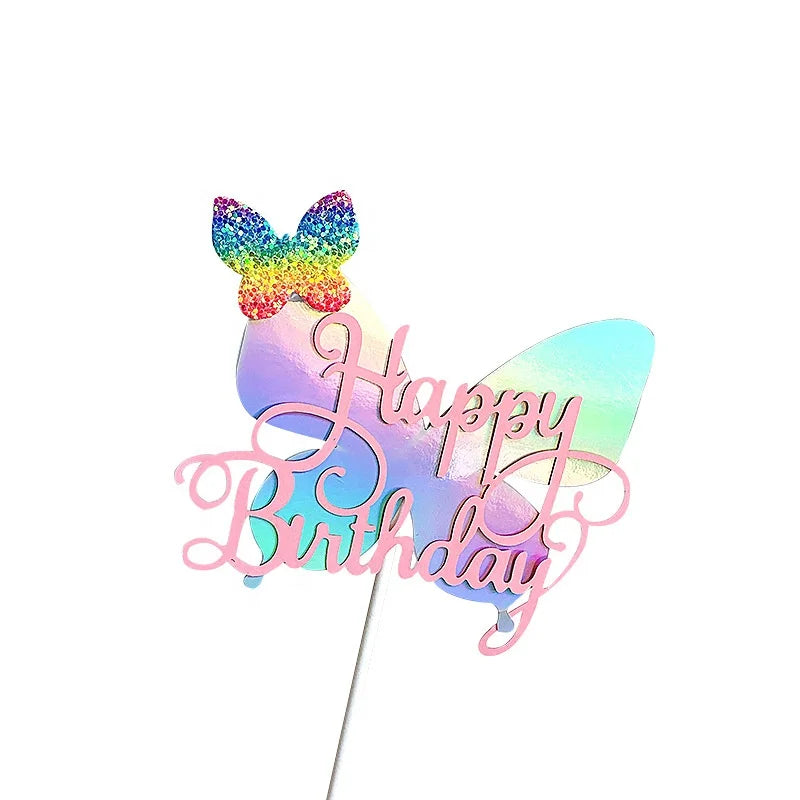 Hotsale Butterfly Cake Insert Party Supplies Non-woven Wedding Valentines Happy Birthday Decoration Cake Topper