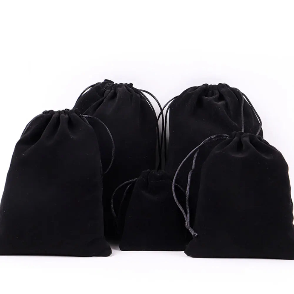 Fashion Black Velvet Bag Drawstring Gift Bag Jewelry Bags with logo Custom