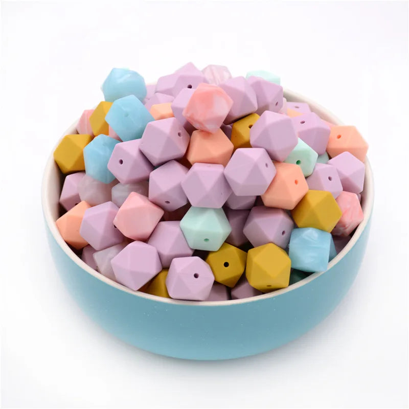 Xiximi 72 Colors BPA Free Baby Teether Bead DIY 17mm Hexagon Silicone Beads