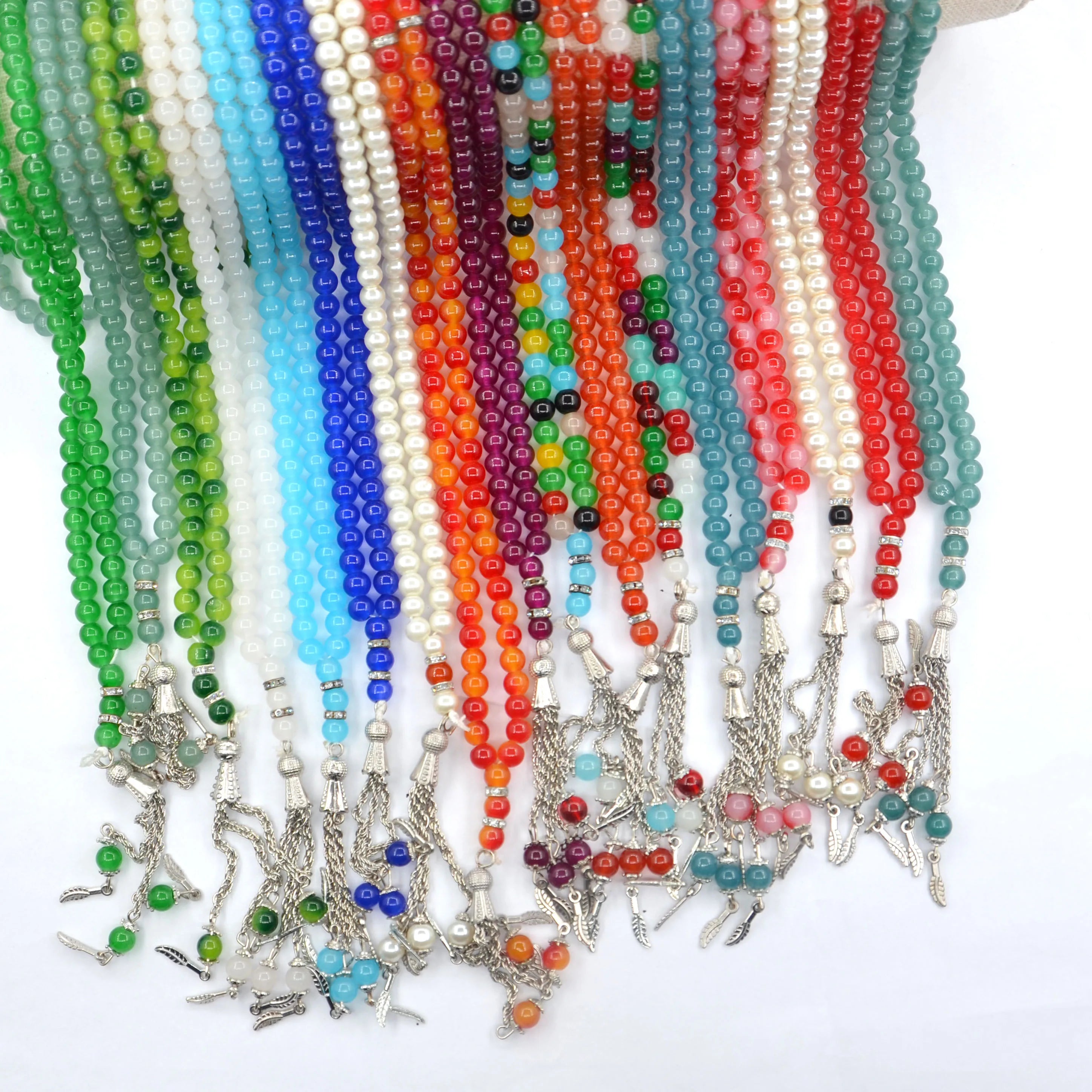 Wholesale 6mm Prayer Beads Imitation Pearl Charm Muslim Necklace  Counting Amber Rosary Necklace Gift 99 Beads