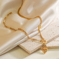 No Fade Gold Plated Mix Chains Evil Eyes Palm Necklace Stainless Steel Dripping Oil Palm Pendant Necklace
