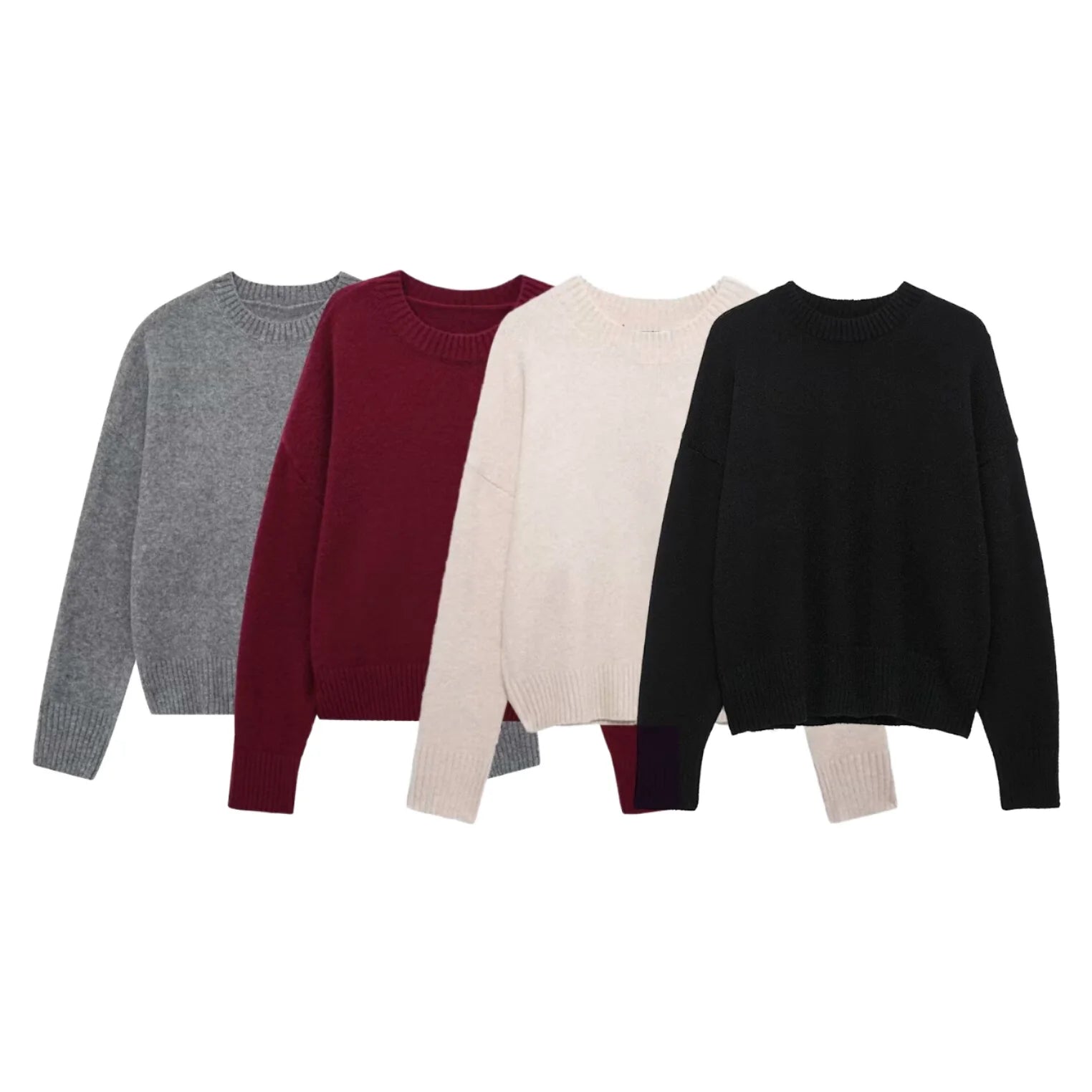PB&ZA Women's 2025 Autumn Vintage O Neck Long Sleeve Pullovers Chic Casual Chic Tops New Fashion Soft Plain Knitted Sweater