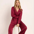 Family Silk Pajamas New Fashion Stain High Quality Pink Pajamas Silk Pajamas