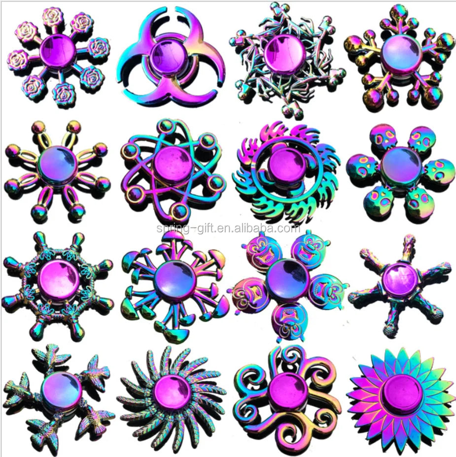 High Quality Tri-Spinner Fidget Toy Rainbow-Colored Metal Finger Spinner for Sports & Entertainment
