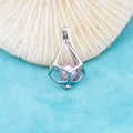 C030096 Sterling Silver Freshwater Pearl Cage Pendant Necklace Jewelry Locket for Pearl Party