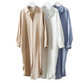 Women Long Shirts Solid Color Cotton Cardigan Long Sleeve Button Loose Korean Sunscreen Lady Girls Tops Casual Shirt