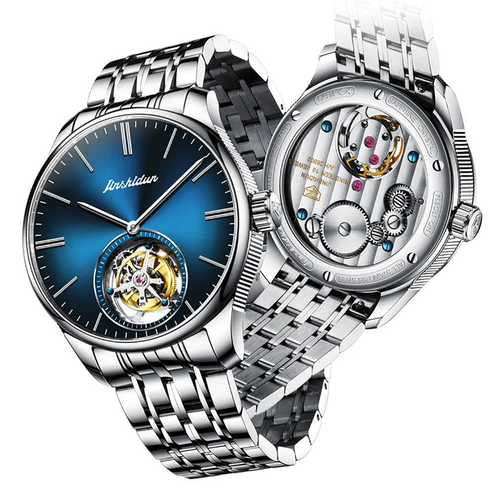 Jsdun 834  Oem Custom Luminous Waterproof Luxury logo Flywheel Fashion Sports  Automatic Mechanical Tourbillon Watch for Man