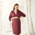Elegant Solid Color Muslin Mum Robe Premium Soft Knitted Cotton Kimono Loungewear with Belt for Summer