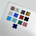HQ Gems Four Leaf Clover 13x13x2mm Natural Green Malachite Tiger Eye Pink White MOP Red Blue Agate Black Onxy Shell