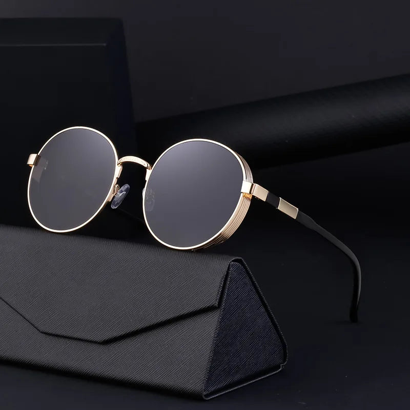 Wholesale Fashion Luxury Round Punk Metal Frame Uv400 Shades Sun Glasses Sunglasses for Women Men