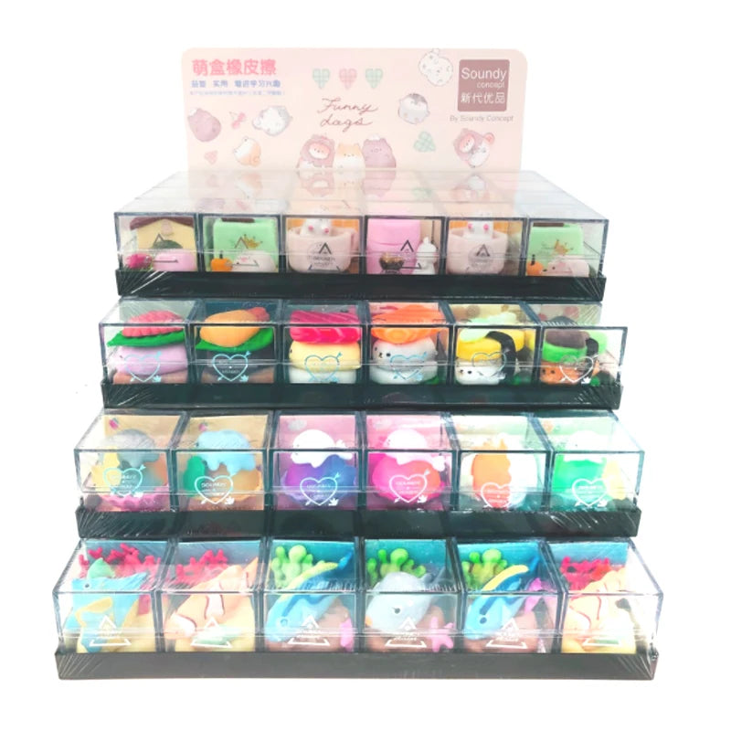Soododo Supplies Stationery Target Eraser Set Kids 3D Children Pencil Puzzle Food Erasers