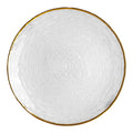 Eco-Friendly Bulk Blue White Glass Charger Plates with Golden Rim Tableware for Wedding Parties Underplates