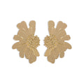 RisingMoon Exaggerated Geometric Gold Plated Half Flower Shaped Earrings Big Metal Gold Flower Stud Earrings