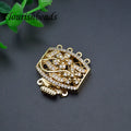 Unique Design Gold Plated CZ Paved Hollow Flower 4 Raw Multi-layer Accessories Insert Clasp for Necklace Making