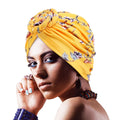 GTOP Wholesale Custom Logo Knot Braided Turbans Headwraps Flower Pattern Head Wrap African Prints Turban Hat for Women