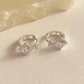 Geometric Rhombus Huggie Hoops Tiny Clear CZ Diamond Earrings 925 Sterling Silver Minimalist Sparkle Earrings for Women