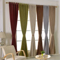 DaiRui Linen Look Polyester Blackout Solid Shade Luxury Fabric and Ready Made Curtain