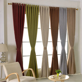 DaiRui Linen Look Polyester Blackout Solid Shade Luxury Fabric and Ready Made Curtain