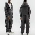 Custom Embroidery Logo Training Jogging Cargo Sweat Fleece Sweatpants and Hoodie Set Tracksuits for Men