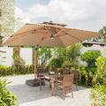Large Pool Umbrellas Rectangle 3x4m Oem Cantilever Garden Patio Umbrella Outdoor Parasol with Led Solar Lights