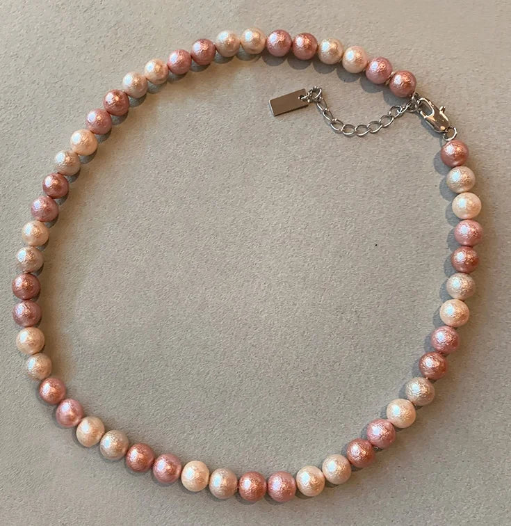 New Popular Brass Plated Unique Pink Pearl Necklace for Women Gift Jewelry Custom Design