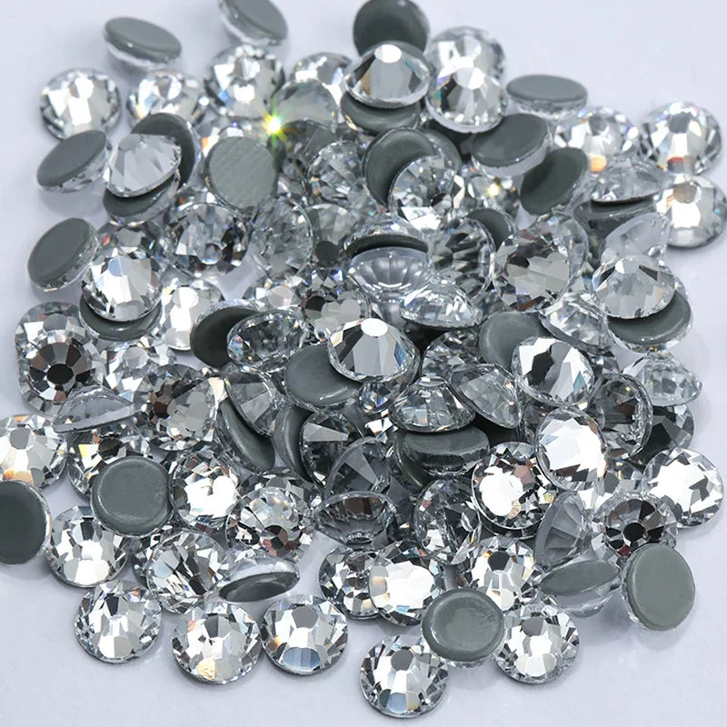 Popular Strass 2058 Quality 5 a Glass White clear  Hot Fix  Rhinestones Ss10 for Bling Bag Crystal