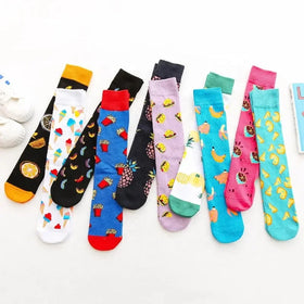Wholesale Novelty Cute Fruit Food Long Socks Girls Children Funny Cotton Knee High Socks for Kids