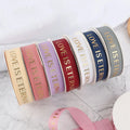 Wholesale Custom logo Polyester Ribbon Gold Foil Logo Grosgrain Printed Ribbon for Wreaths Tree Gift Box