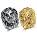 Duyizhao Popular Fashion Hip Hop Stainless Steel Rhodium Plated Pharaoh Lion Head Men's Ring Jewelry