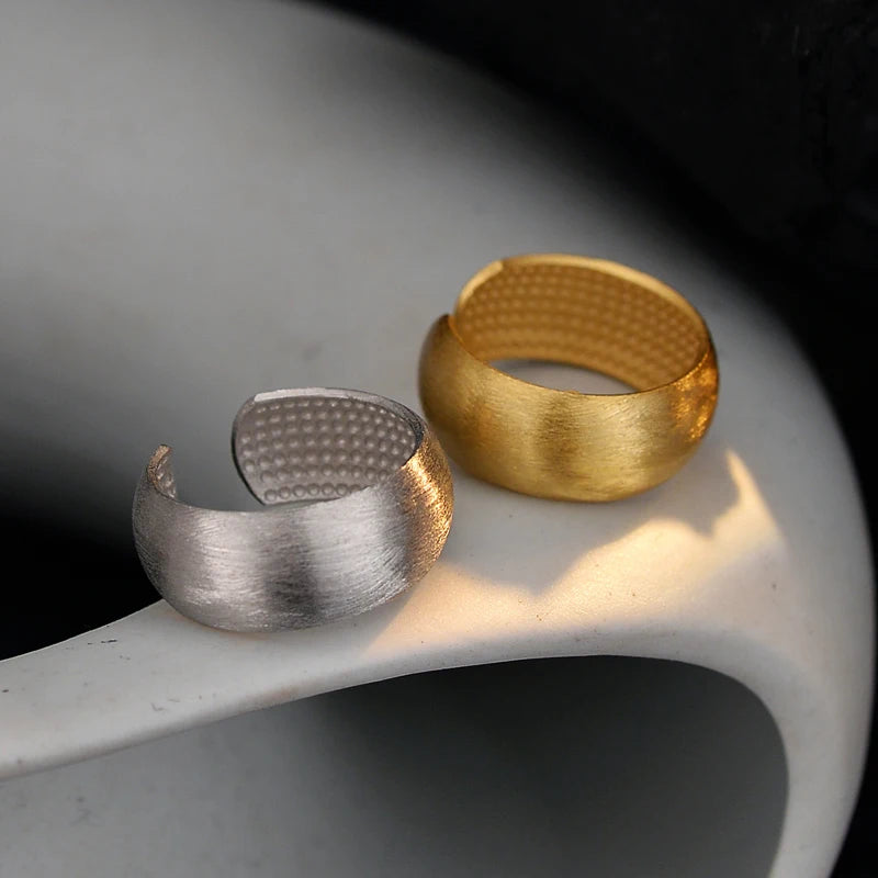 Icebela Jewelry 925 Sterling Silver 18K Gold Plated Korean Version Geometric Brushed Ring Female Open Matte Index Finger Ring