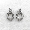 Sterling Silver 6*8mm Semi Mount Stud Earrings Empty Support Blank Claws Setting S925 Base Without Center Stone for DIY Inlay