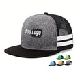 Custom Logo Solid Color Snap Back Good Baseball Snapback Hat 5 Panel Flat Brim Bill Trucker Caps With 2 Stripes