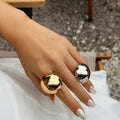 Big Smooth Hemispherical Shape Metal Rings for Women Trendy Designer Finger Ring on Hand Accessories 2024 Fashion Jewelry Female