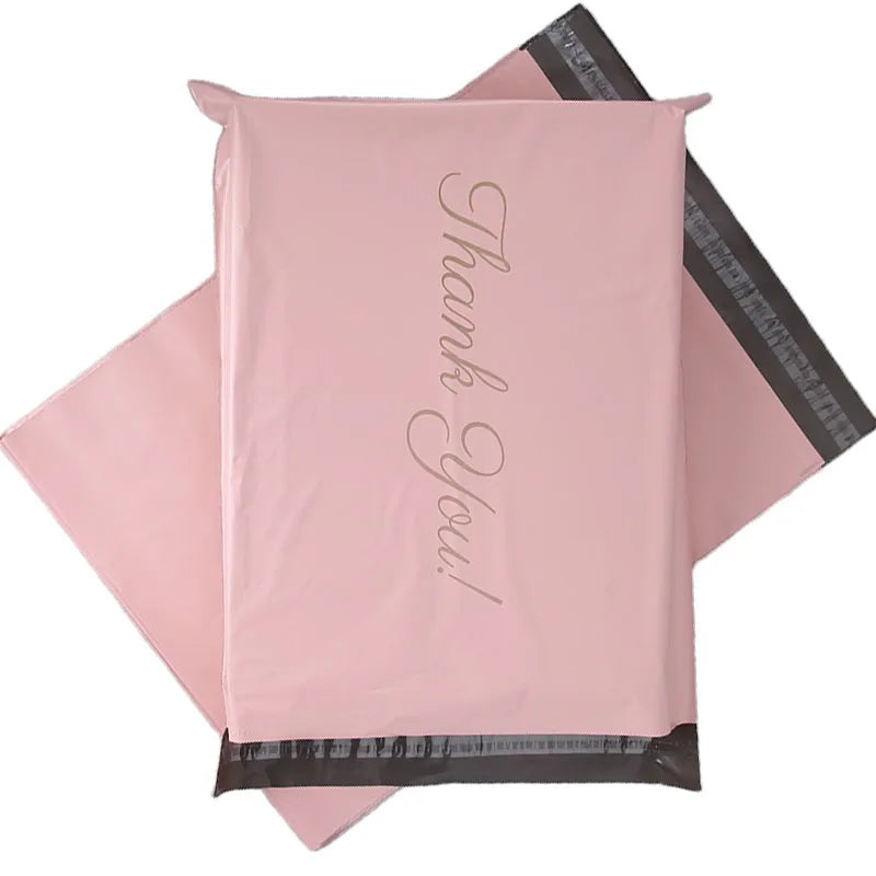 Custom Print Logo Thank You Pink Mailer Envelope Plastic Courier Flyer Packaging Plastic PE Mail Poly Bags for Packaging