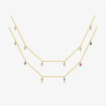 FUAMAY Direct Factory 18K Gold Plated Adjustable Tiny Collana Pietre rainbow Marquise Drop Choker Necklace Silver 925