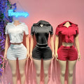 Custom Logo 2026 Summer Sweat Women Zipper Biker Short Set Crop Top Hoodie Short Set 2 Piece Jogger Two Piece Set Women Clothing