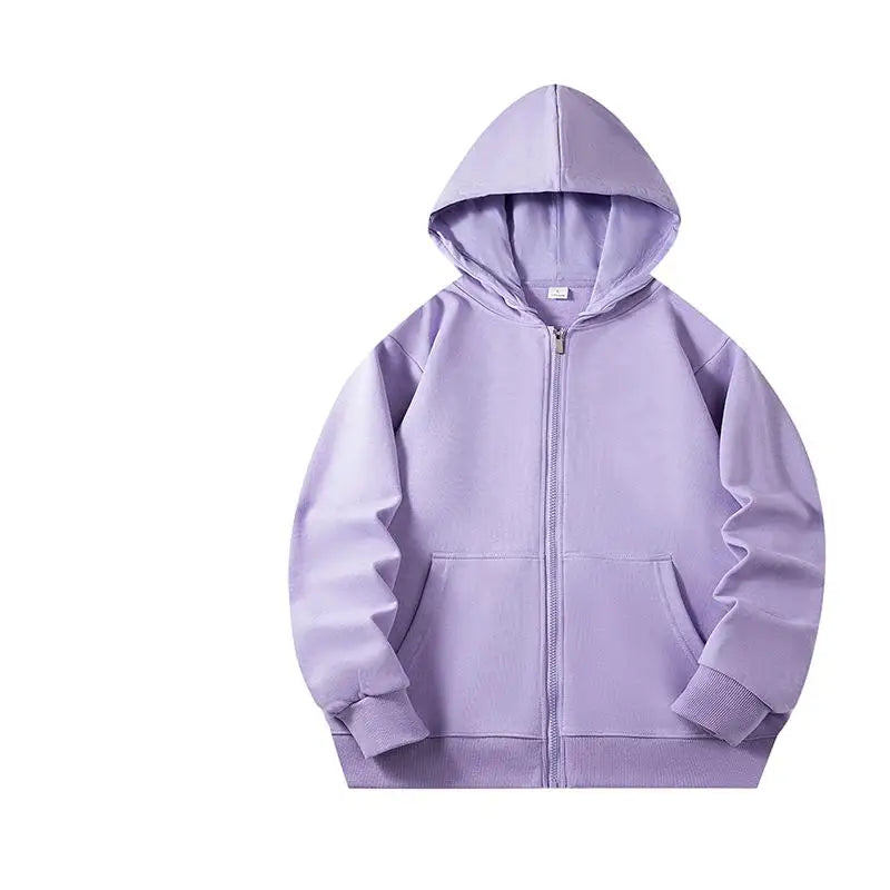 Custom Logo 320GSM 3D Embroidery Solid Lined Terry Cotton-Polyester Anti-Wrinkle Student Class Uniform Adult Children's Hoodie