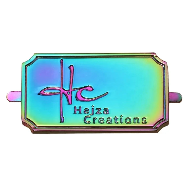 High Quality rainbow logo Metal Name Tags Plate for Handbag