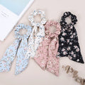 For Cotton Plush Bowknot Floral Ribbon Hair Scrunchie Elastic Bands 12cm Casual