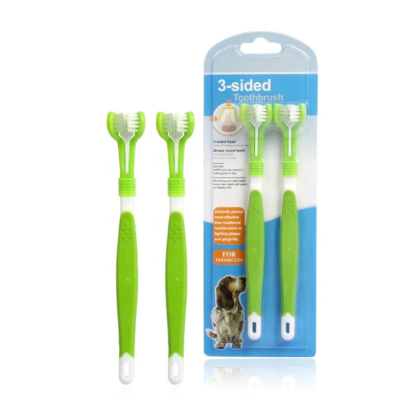 Factory Wholesale 2 in 1 Pet Dental Care 3D Pet Toothbrush Cat Dog Tooth Brush