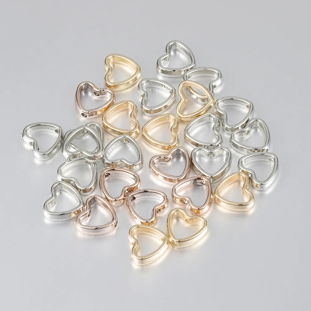 Wholesale love Heart Hollow Gold/silver/rose Gold Ccb Loose Spacer Beads