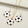 Stainless Steel Chain Enamel Soccer Ball Necklace Football Earrings Gift Custom Inspirational Necklace Earrings Jewelry Set
