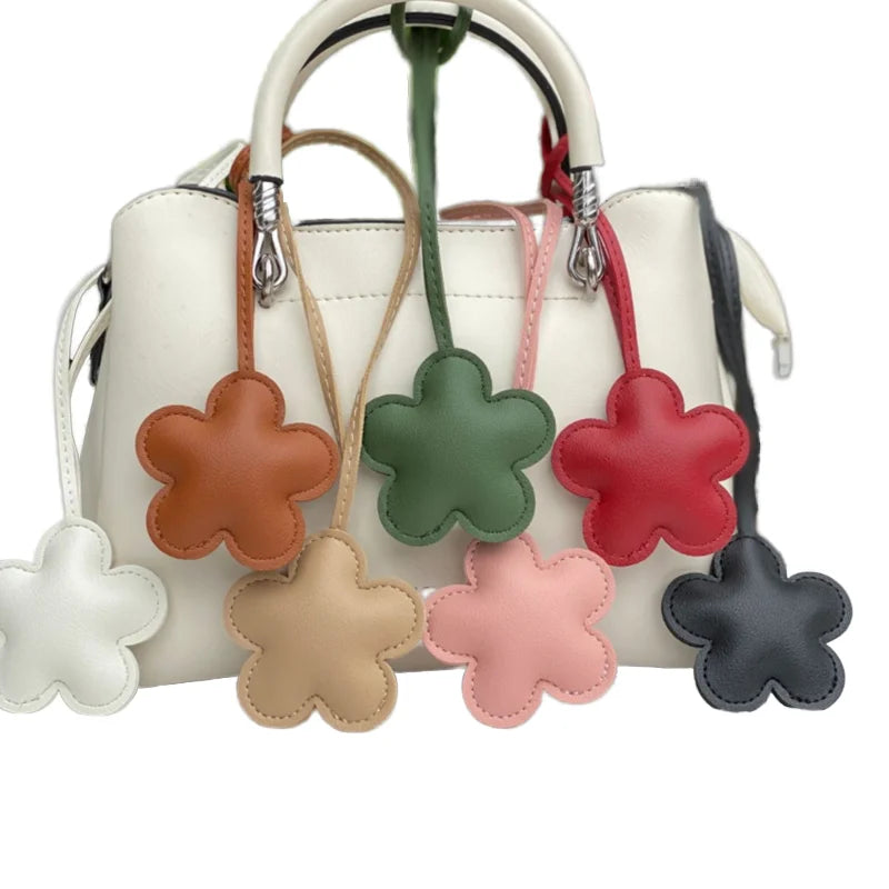 New Fashion PU Leather Flower Keychain Exquisite Vintage Car Pendant Cute Handbag Ornament Key Lanyard Wholesale