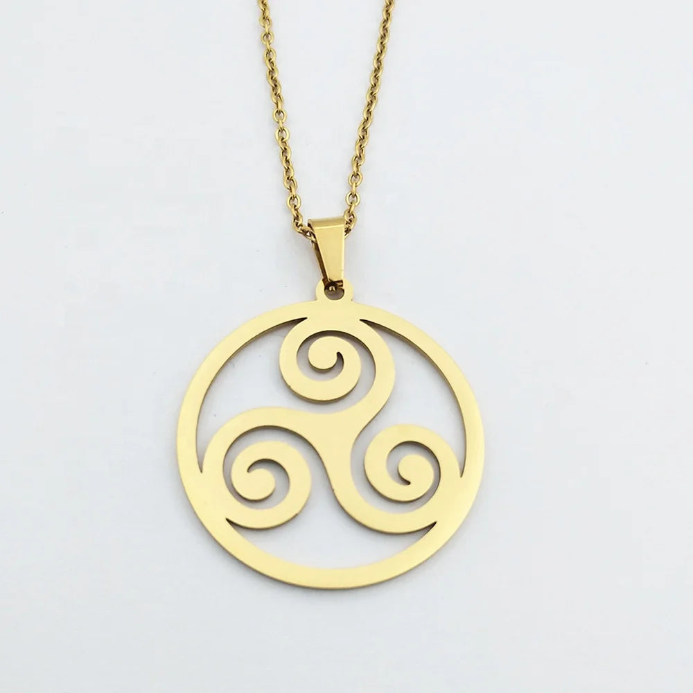 Bijoux Teen Wolf Triskele Necklace Stainless Steel Jewelry Spired Triskelion Symbol Chain Necklaces Joyeria Acero Inoxidable