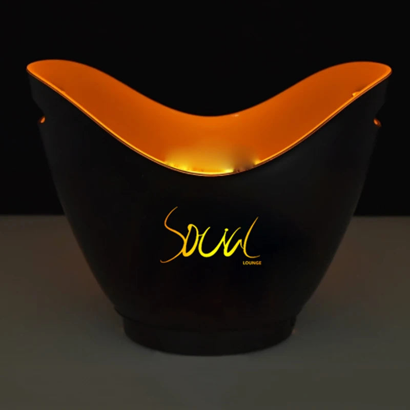 Customized Logo Colorful LED Light Gradient Ice Bucket Plastic Bar Wine Trough Water Entertainment Glass Wine Bottle Parties 8L MegaBDM