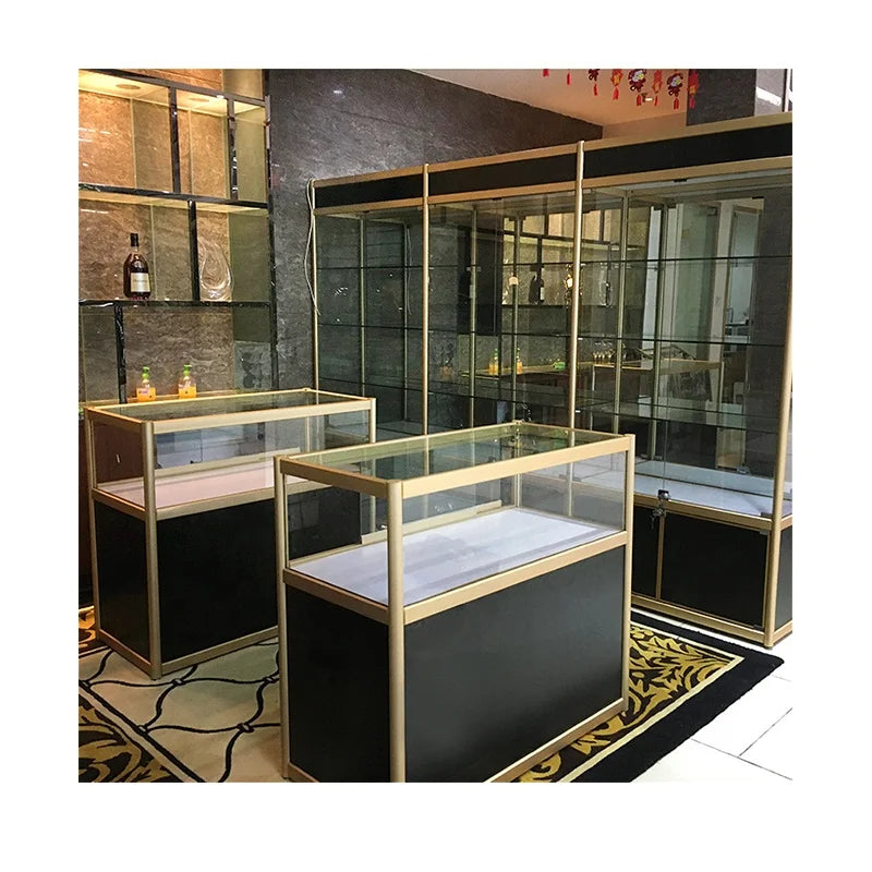 Direct Selling Custom Heavy Duty Aluminum Alloy Jewelry Counter Boutique Display Cabinet for Mobile Phone Accessories