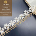 Golden Yellow and White Gold Lace Fabric with Embroidered Water-Soluble Gold Line for Garment Decoration for Dresses Clothing